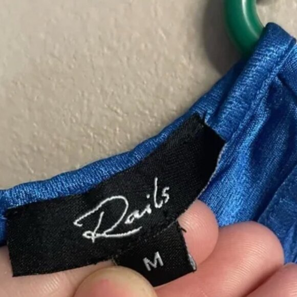 Rails Solene Dress Small Bright Blue Elegant Midi Satin Slip Dress Size Medium - Picture 9 of 10